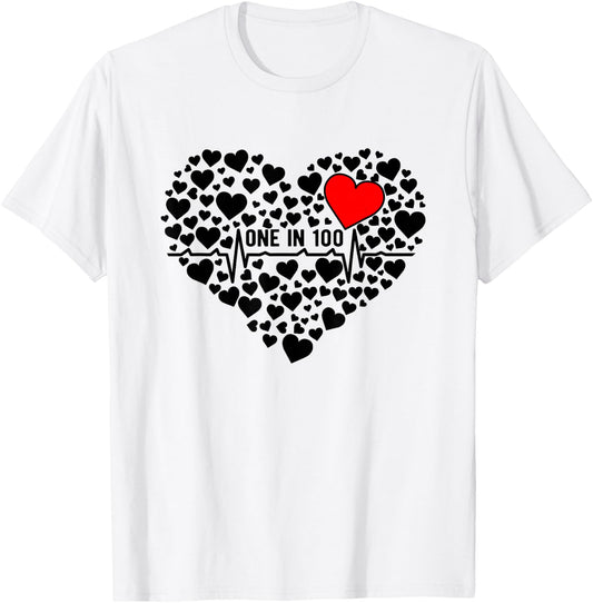 One In 100 CHD Warrior Congenital Heart Disease Awareness T-Shirt - T-Shirt | White