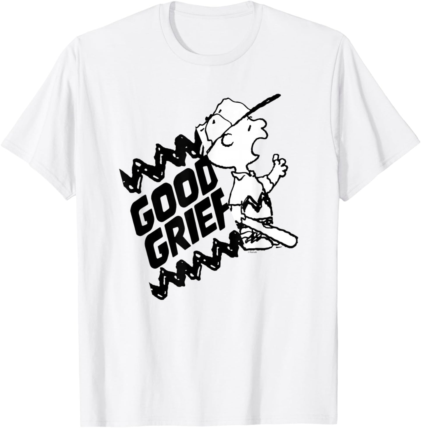 Peanuts - Charlie Brown Good Grief Baseball T-Shirt - T-Shirt | White