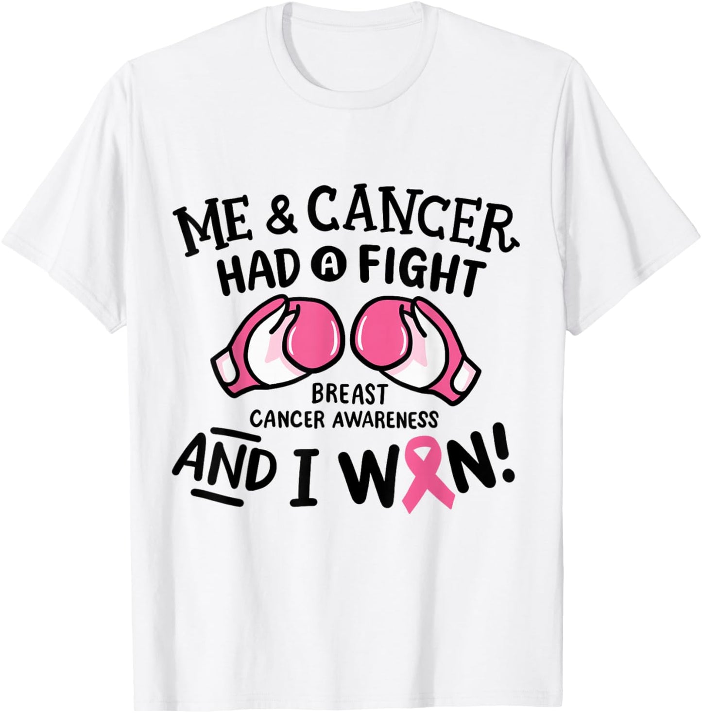 Breast Cancer Awareness I Fought Cancer & Won Pink Survivor T-Shirt - T-Shirt | White