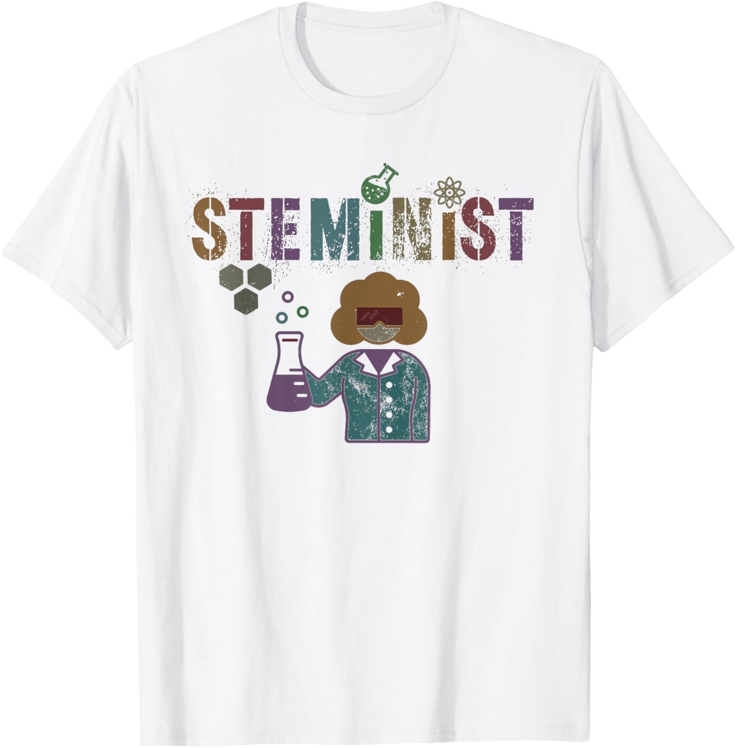 Retro STEMINIST Technology Science STEM Women Engineer T-Shirt - T-Shirt | White