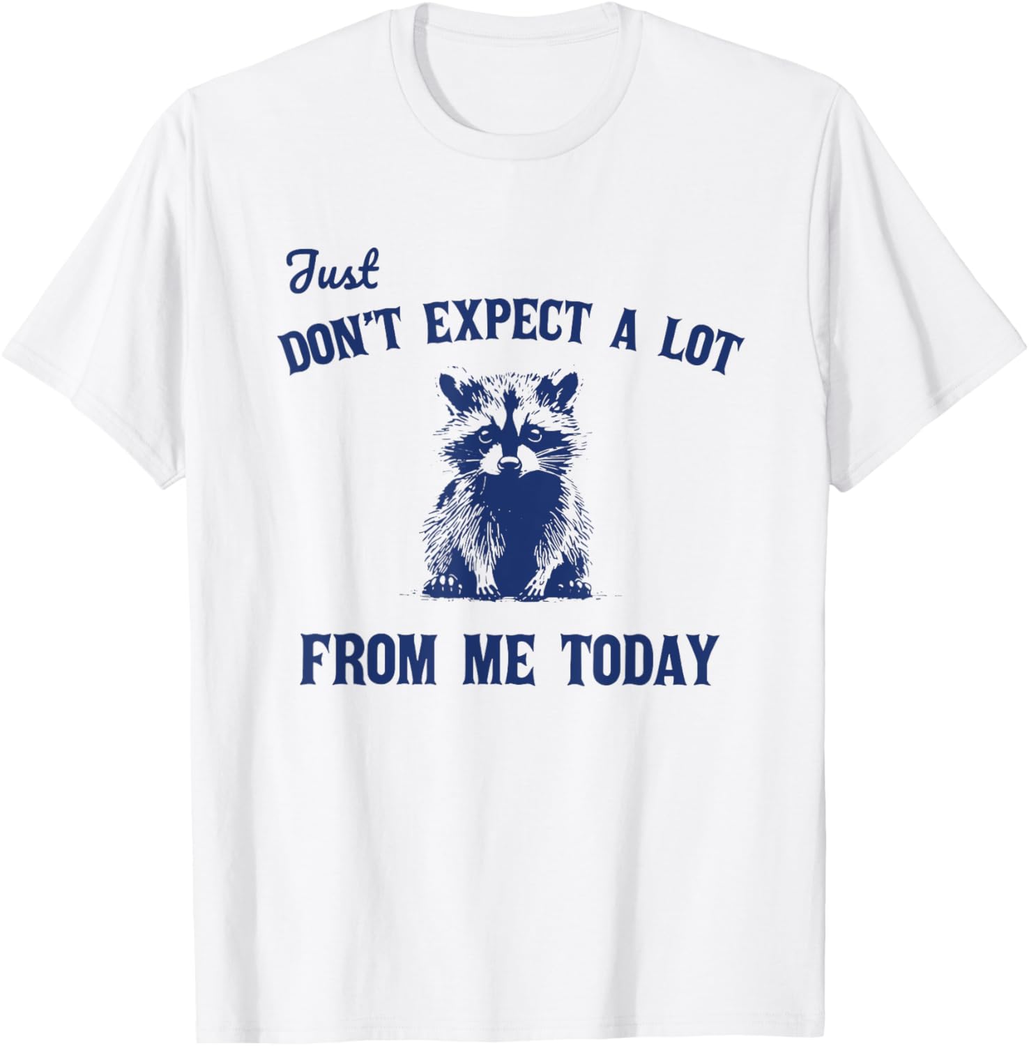 Just Don't Expect A Lot From Me Today Funny Raccoon T-Shirt - T-Shirt | White