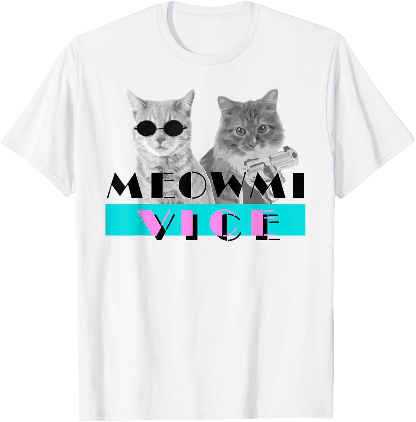 Kitten Meowmi Vice 80s Miami Funny Cat Lover T-Shirt - T-Shirt | White