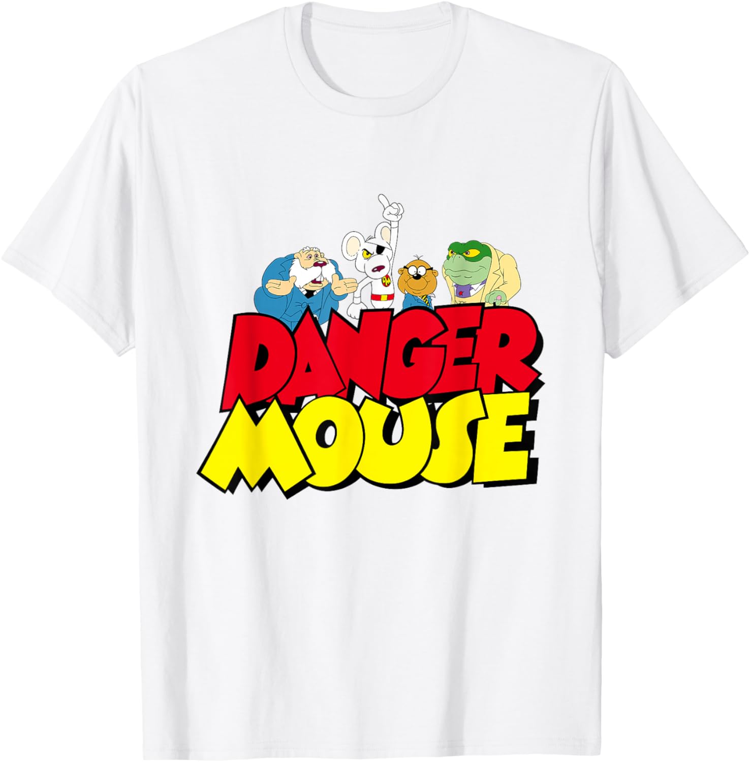 Danger Mouse Logo With Characters T-Shirt - T-Shirt | White