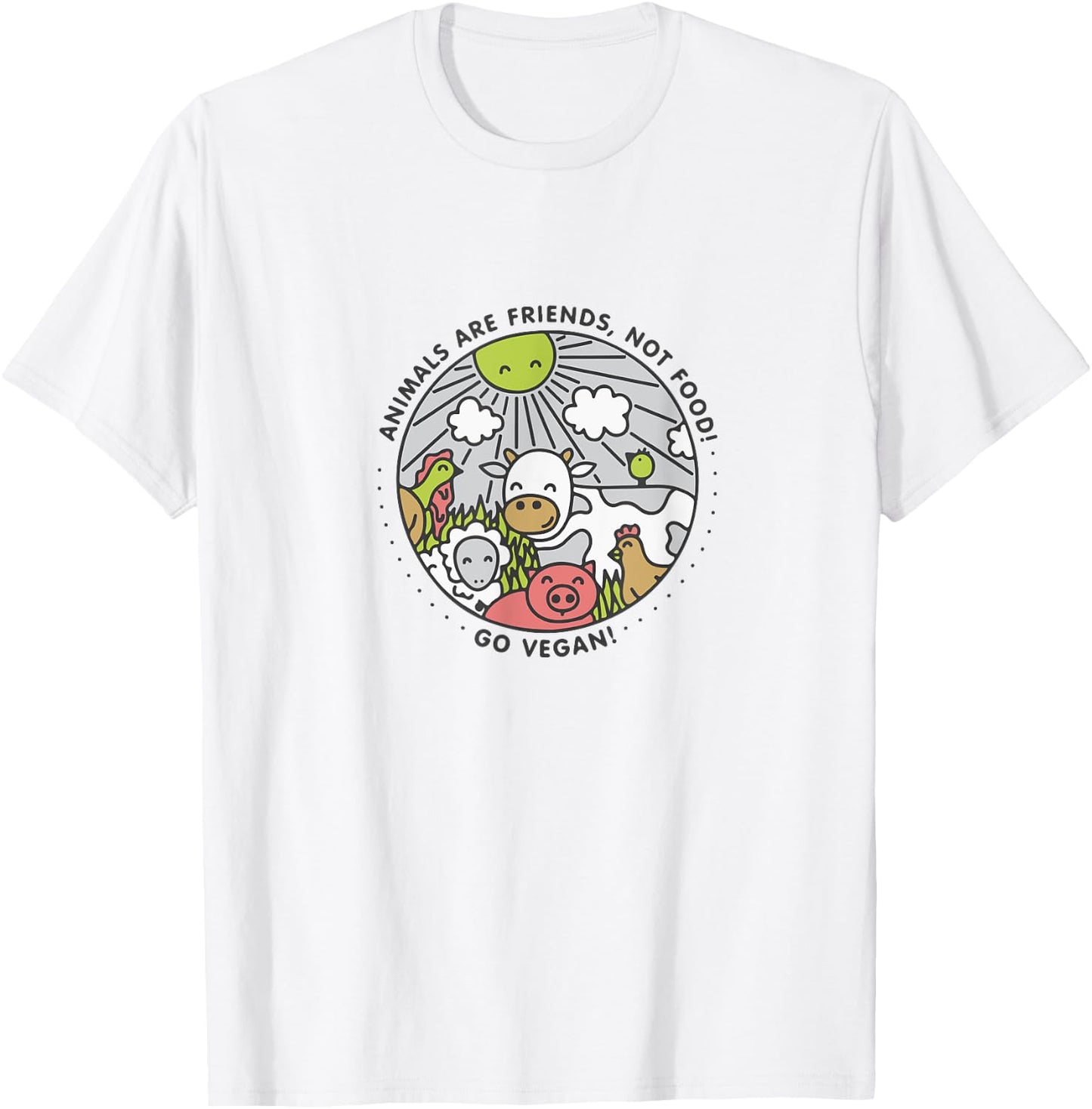 Animals Are Friends Not Food Vegan Shirt T-Shirt - T-Shirt | White