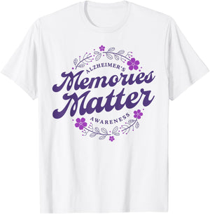 Memories Matter Alzheimer's Awareness Month Purple Flower T-Shirt - T-Shirt | White