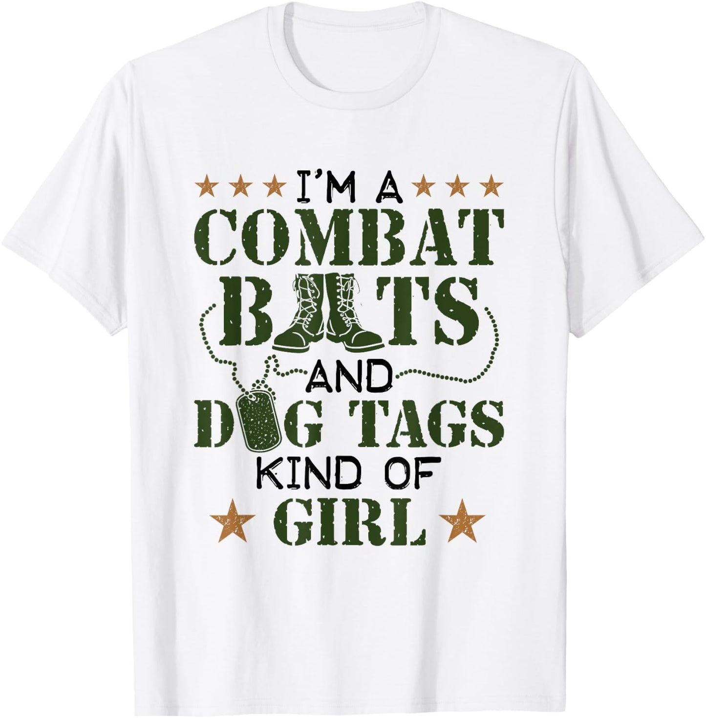 Women Military Veteran Combat Boots Dog Tags Kind Of Girl T-Shirt - T-Shirt | White