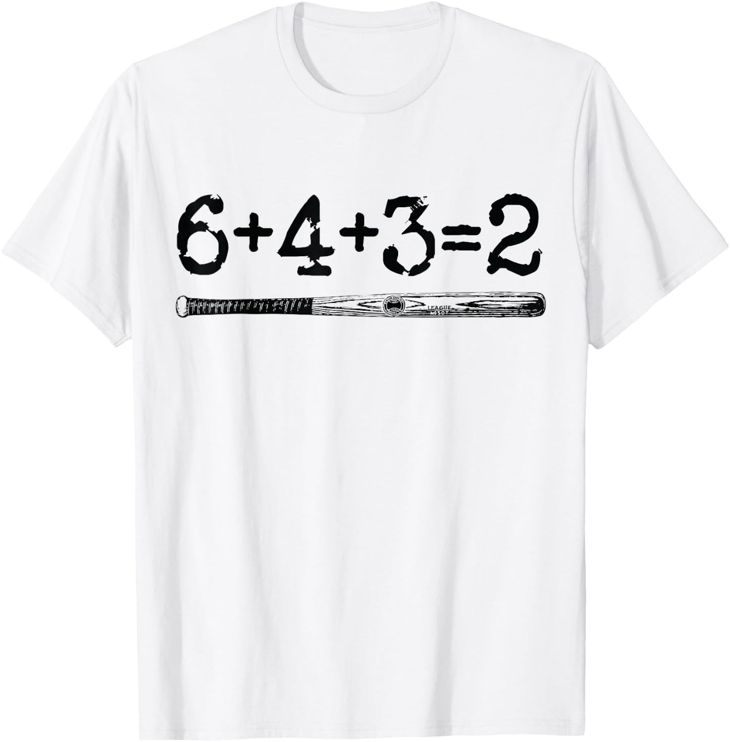 Double Play 6 4 3 2 Vintage Baseball Math Softball Player T-Shirt - T-Shirt | White