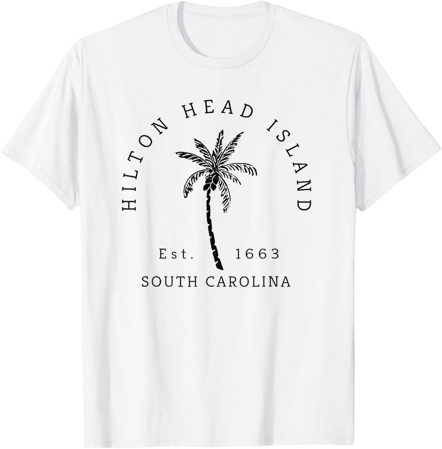 Retro Cool Original Hilton Head Island Palm Tree Novelty Art T-Shirt - T-Shirt | White