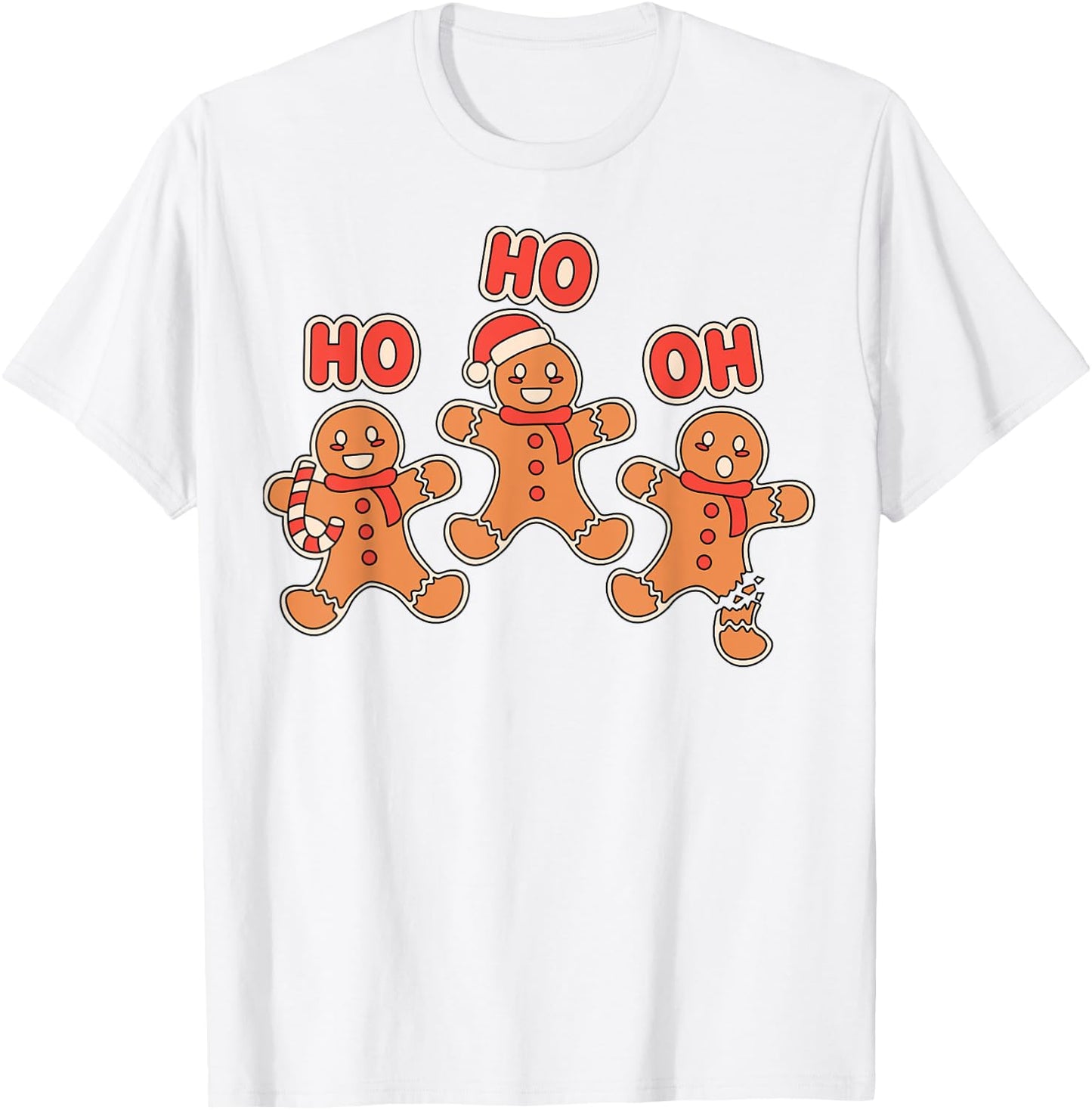 Ho Ho Oh Snap Gingerbread Man Broken Leg Christmas Shirt T-Shirt - T-Shirt | White