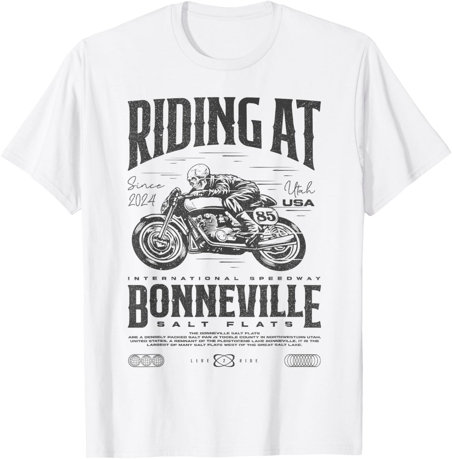 Bonneville Salt Flats Motorcycle Birthday 2024 Biker T-Shirt - T-Shirt | White