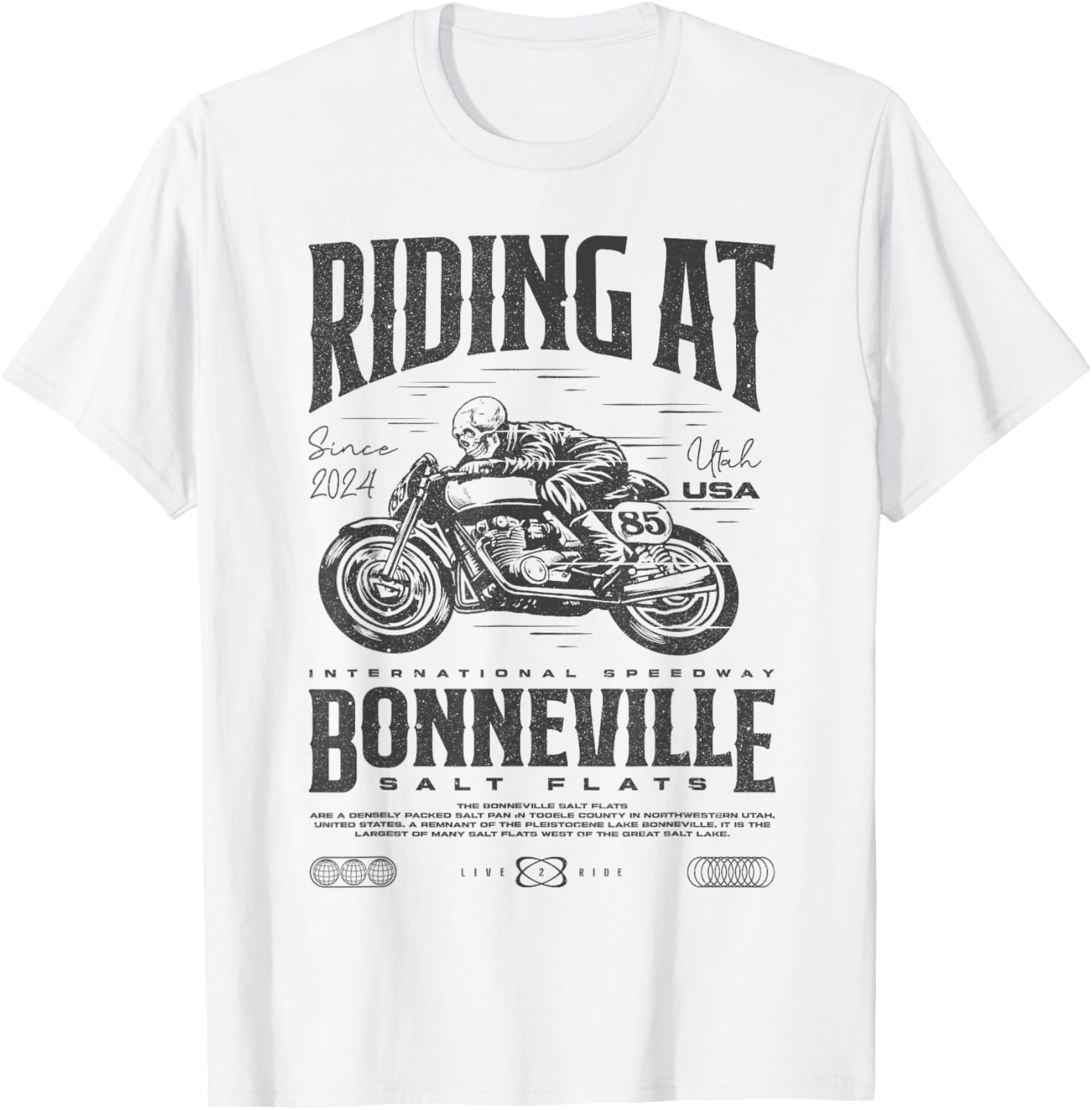 Bonneville Salt Flats Motorcycle Birthday 2024 Biker T-Shirt - T-Shirt | White
