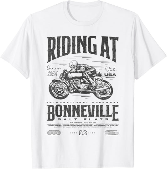 Bonneville Salt Flats Motorcycle Birthday 2024 Biker T-Shirt - T-Shirt | White