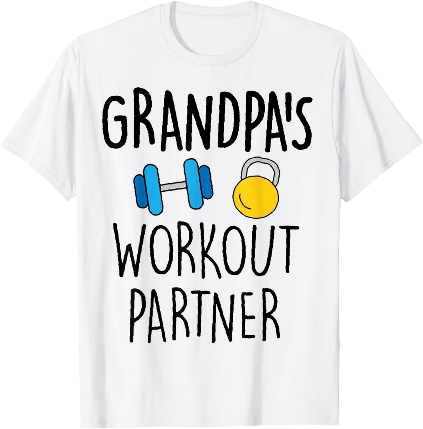 Grandpa's Workout Partner Gym Baby Funny T-Shirt - T-Shirt | White