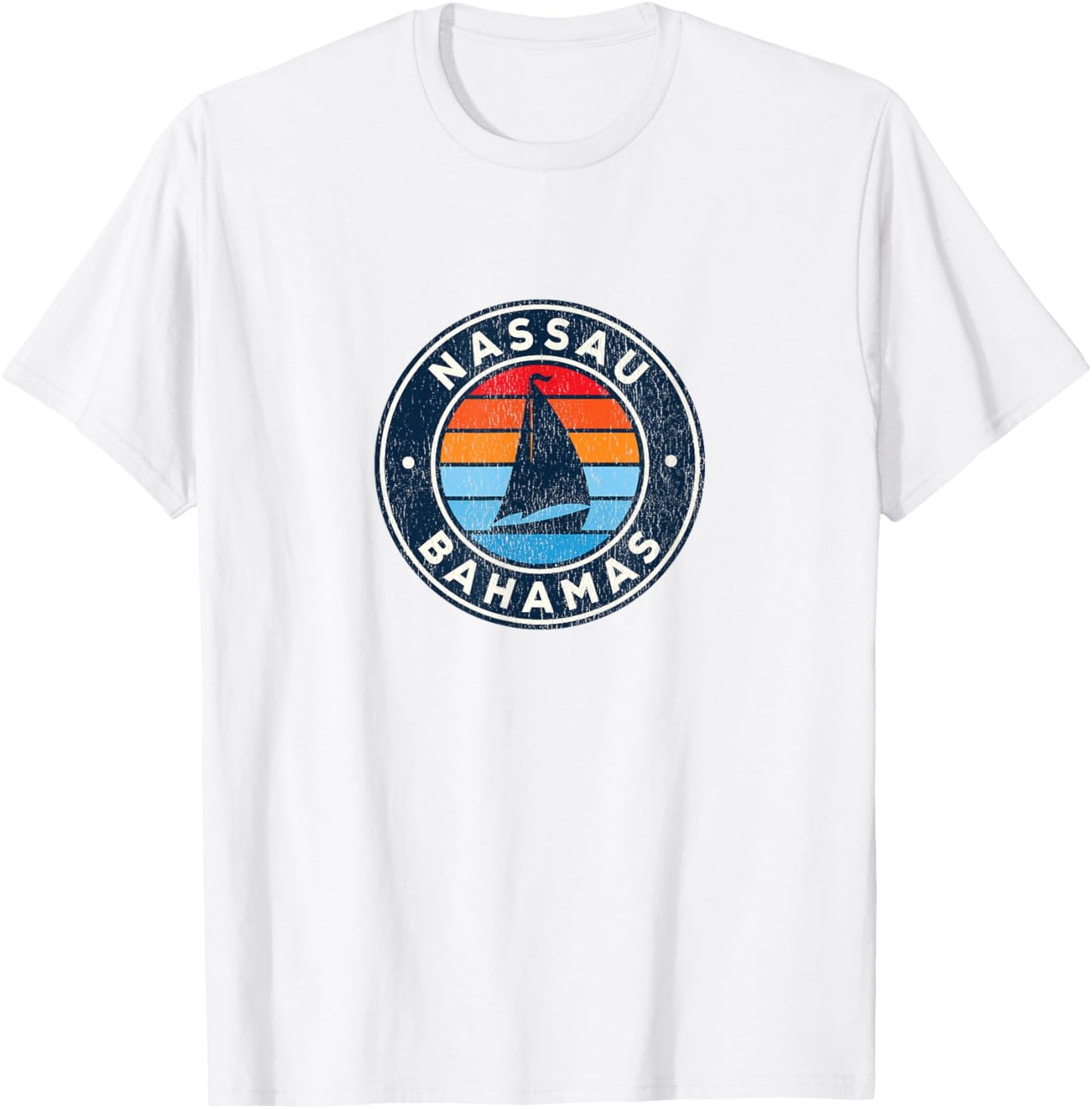 Nassau Bahamas Sailboat Retro 70s T-Shirt - T-Shirt | White