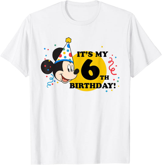 Disney Mickey Mouse 6th Birthday T-Shirt - T-Shirt | White