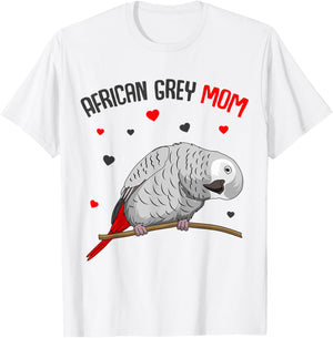 African Grey Parrot Mom Love funny Women T-Shirt - T-Shirt | White