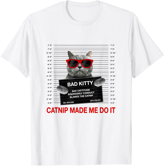 Funny Kitten Cat Owner Vintage Gift Catnip - White, , Short Sleeve, Cat Print, Modern, Casual, All Seasons, Size Small T-Shirt - T-Shirt | White