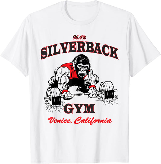 96.4% Silverback gym apparel, body building, gym Venice retr T-Shirt - T-Shirt | White