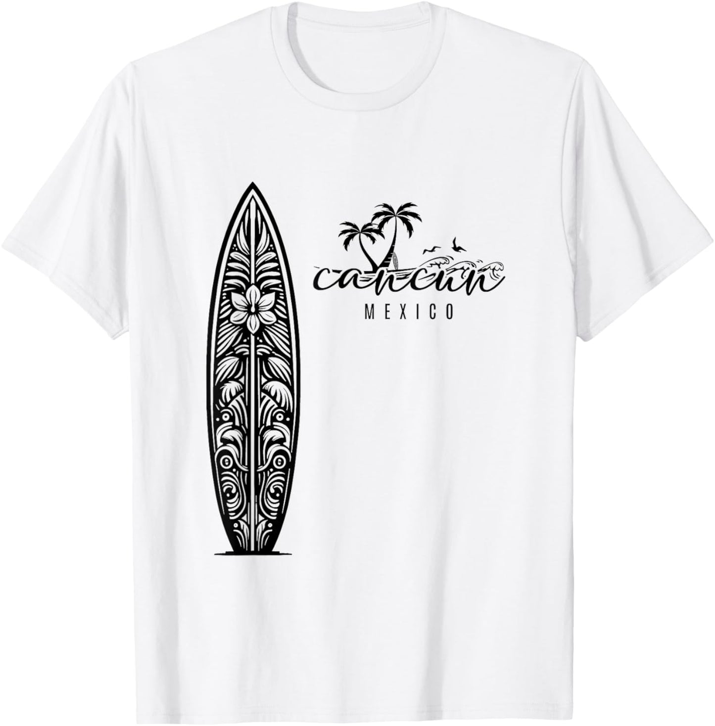 Cancun Mexico Beach Surfing Surfboard Retro T-Shirt - T-Shirt | White