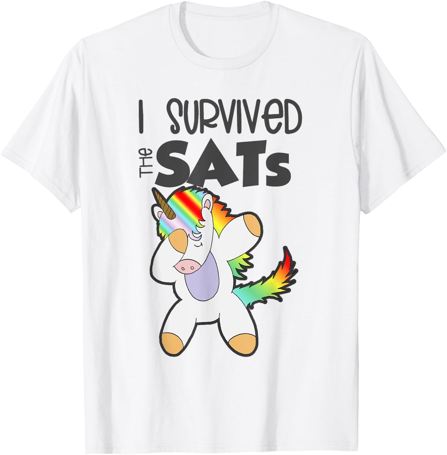 I Survived the SATs Dabbing Unicorn Test Day Exam Education T-Shirt - T-Shirt | White