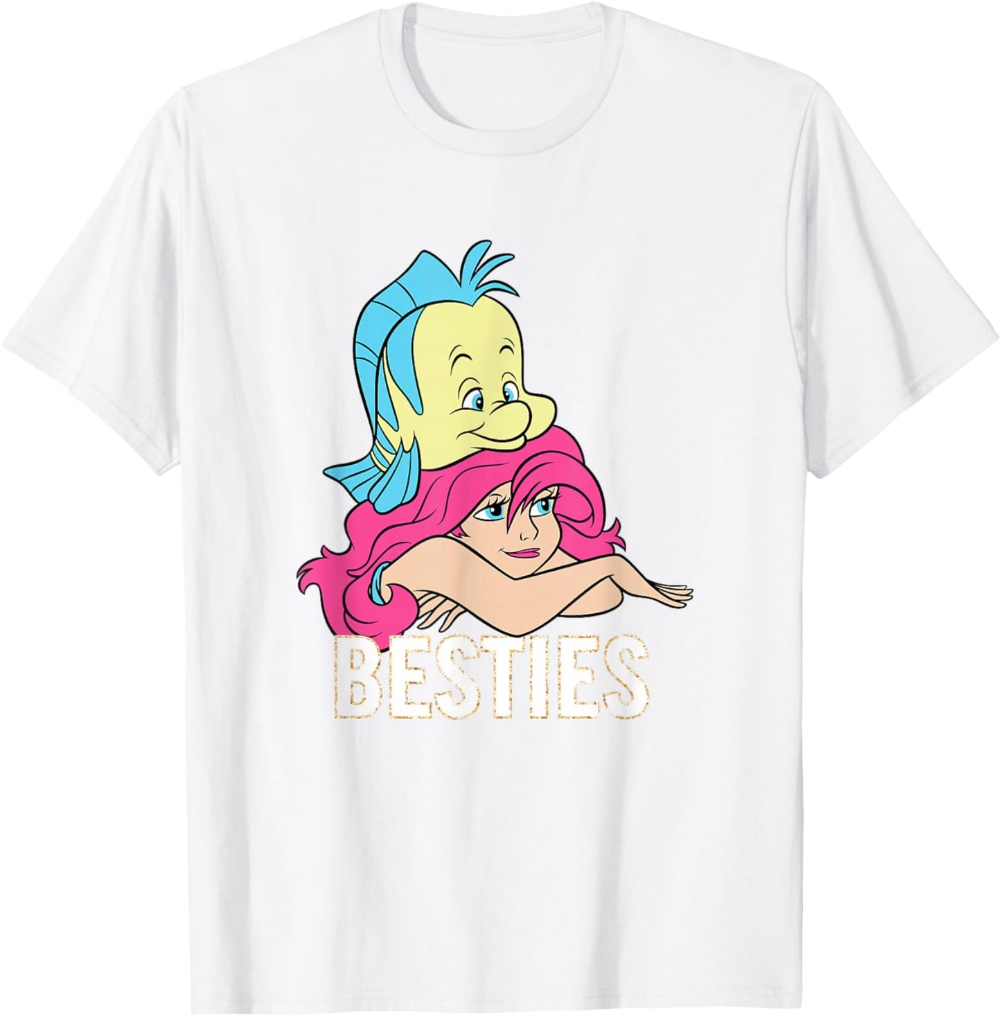 Disney The Little Mermaid Ariel And Flounder Besties Retro T-Shirt - T-Shirt | White