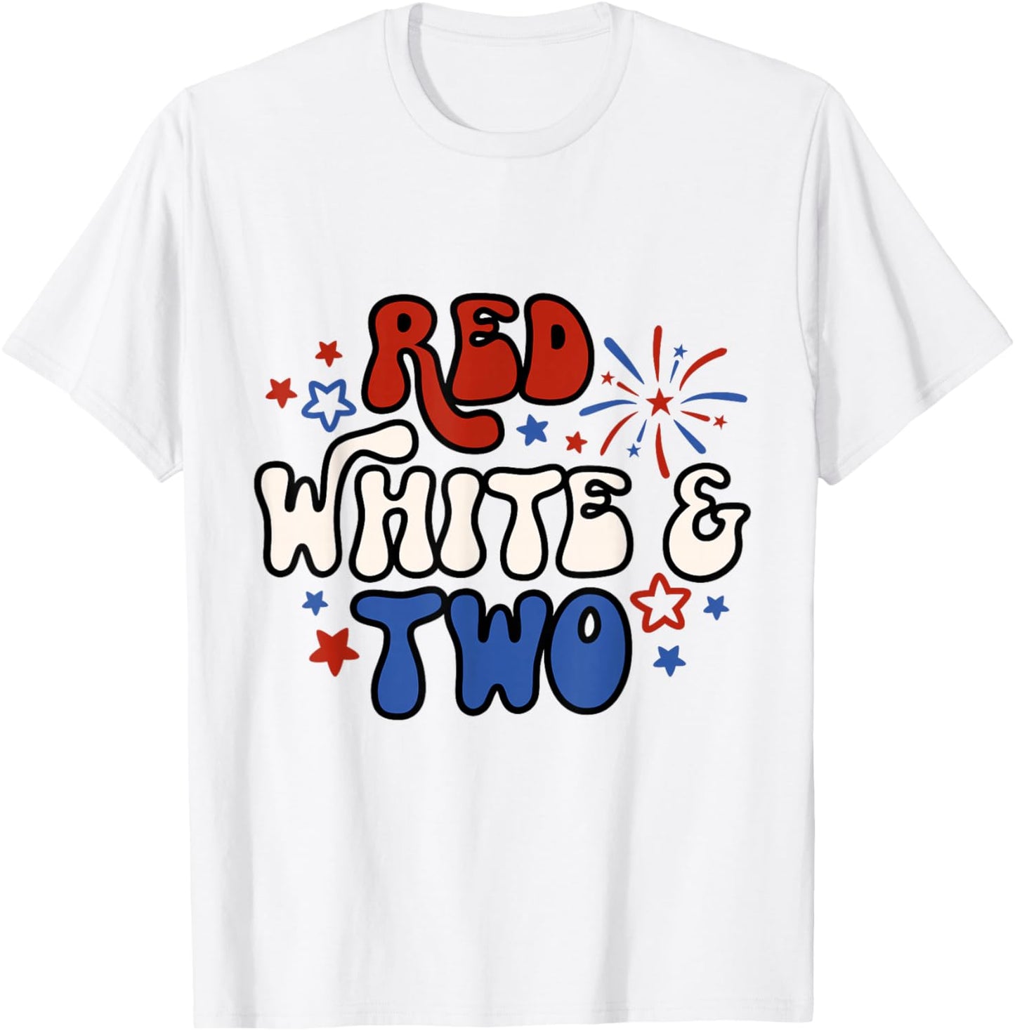 Kids Red White & Two 2nd Birthday 4th Of July T-Shirt - T-Shirt | White