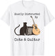 Easily Distracted By Cats And Guitar Gifts Cats Guitar Lover T-Shirt - T-Shirt | White