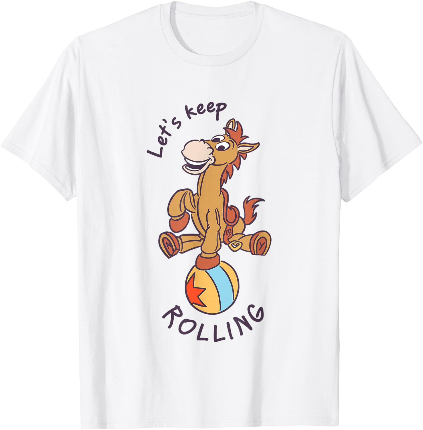 Disney Pixar Toy Story Cute Bullseye Let's Keep Rolling Logo T-Shirt - T-Shirt | White