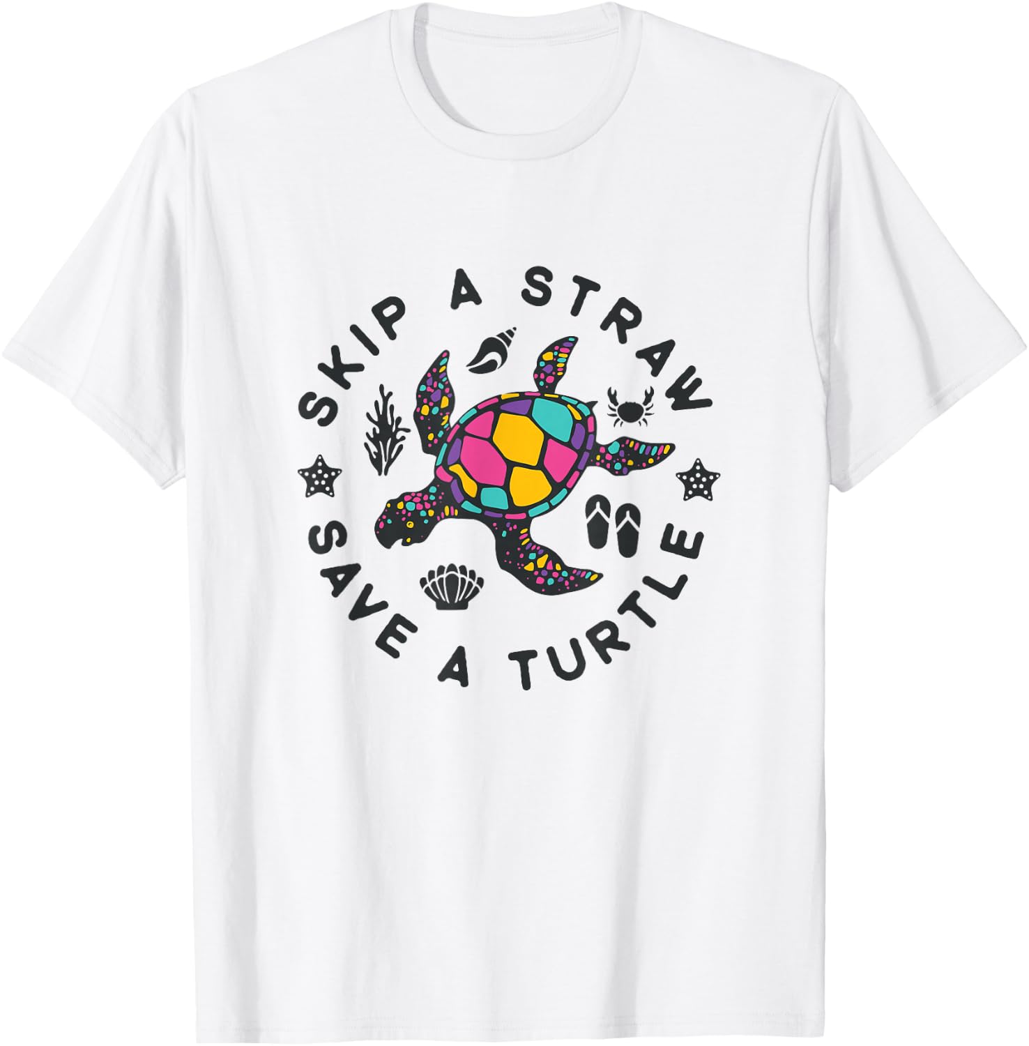 Sea Turtle Rescue Awareness Skip A Straw Save A Turtle T-Shirt - T-Shirt | White