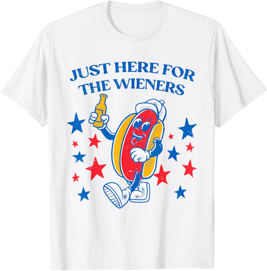 I'm Just Here For The Wieners 4th Of July Hot Dog T-Shirt - T-Shirt | White