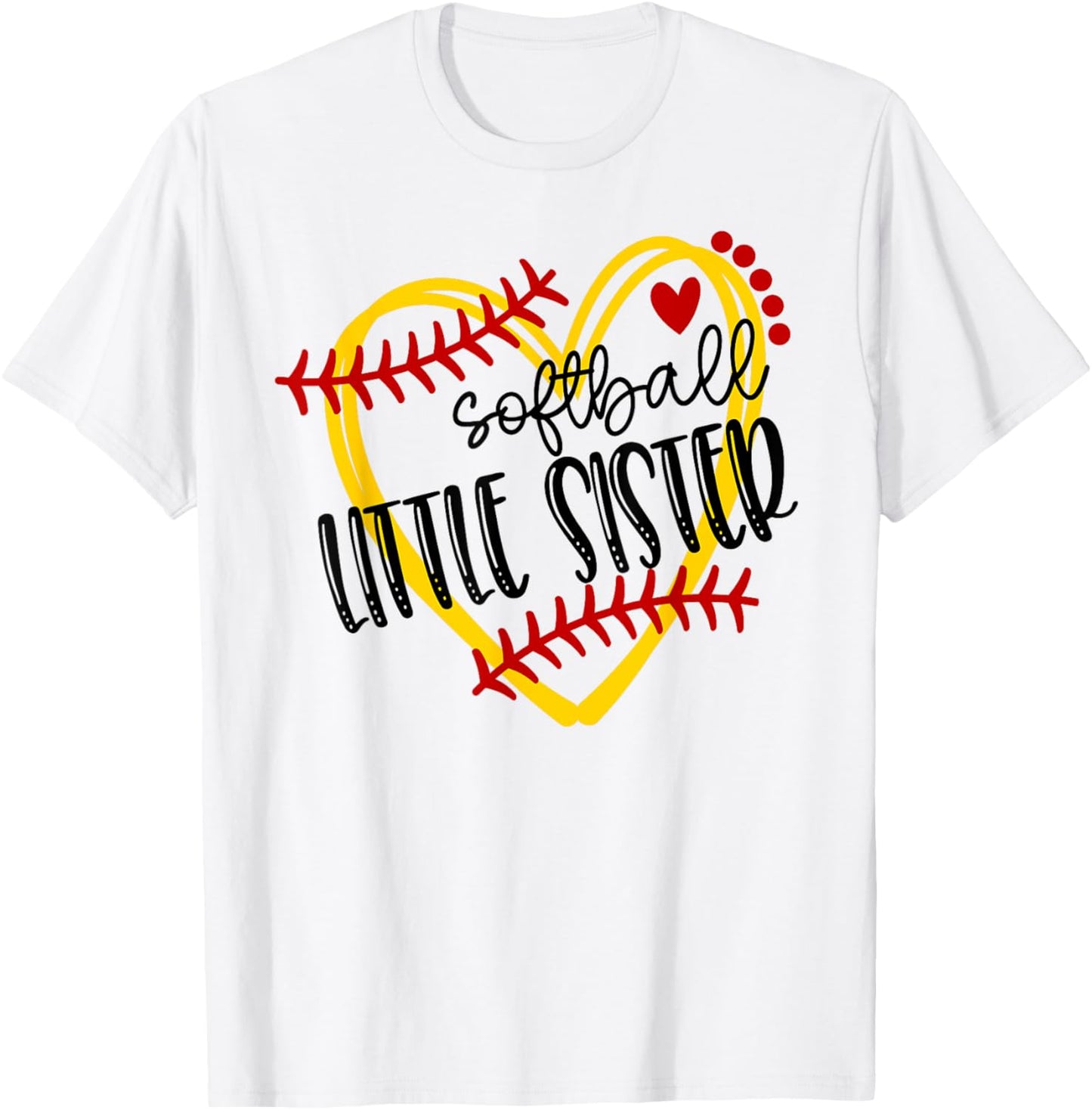 Personalized Softball Heart Cute Little Sister Women T-Shirt - T-Shirt | White