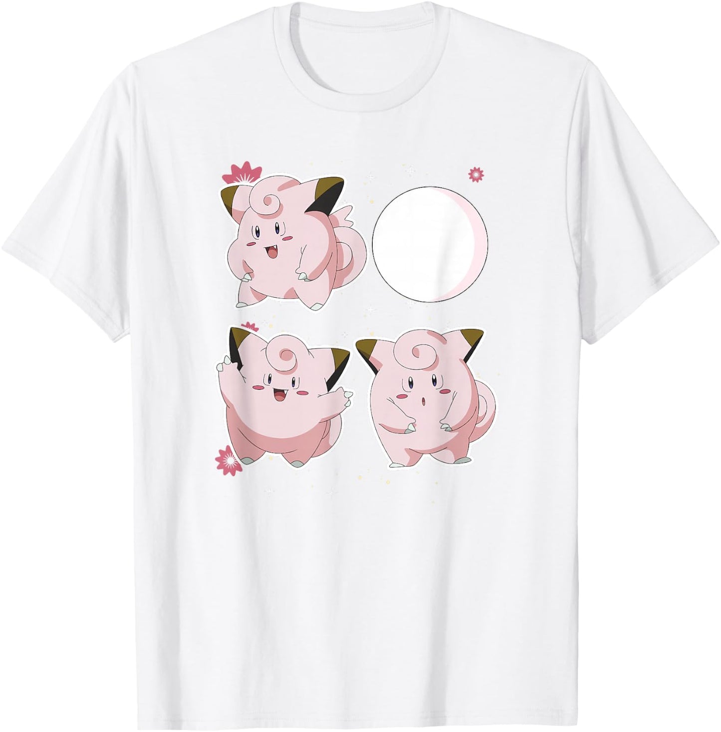 Pokémon Clefairy Moonlight Dance Cute Friends T-Shirt - T-Shirt | White