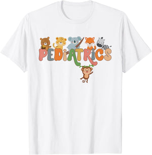 Pediatric Nurse Animals Peds Nurse Crew School Nurse Week T-Shirt - T-Shirt | White