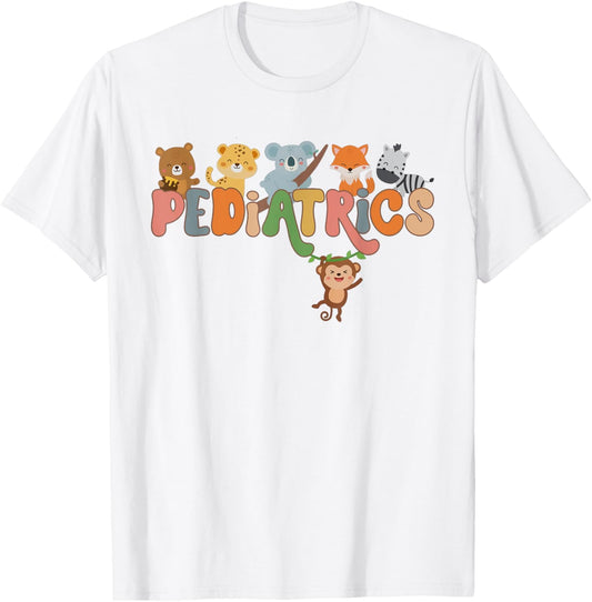 Pediatric Nurse Animals Peds Nurse Crew School Nurse Week T-Shirt - T-Shirt | White