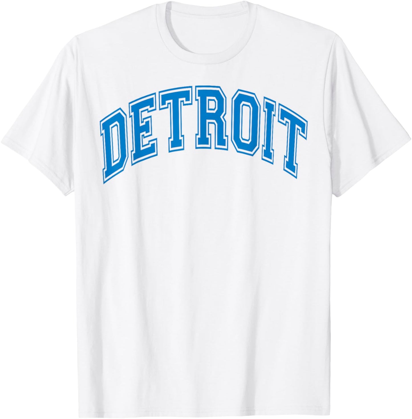 Detroit Blue Retro Vintage Distressed Arched Text T-Shirt - T-Shirt | White