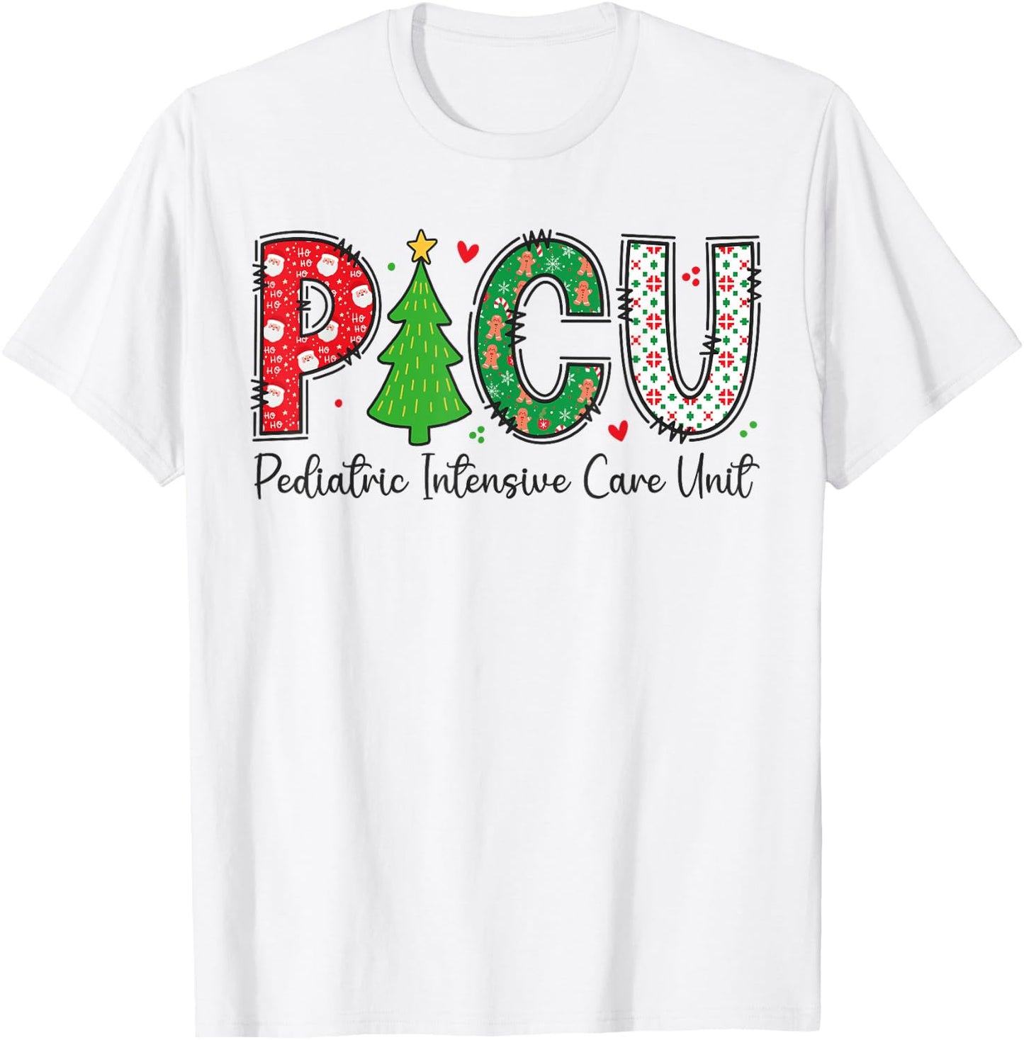 Christmas PICU Nurse - Xmas Pediatric ICU Nurse Appreciation T-Shirt - T-Shirt | White