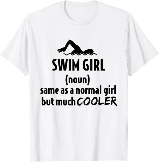 Swim Girl Female Swimming Girl T-Shirt - T-Shirt | White