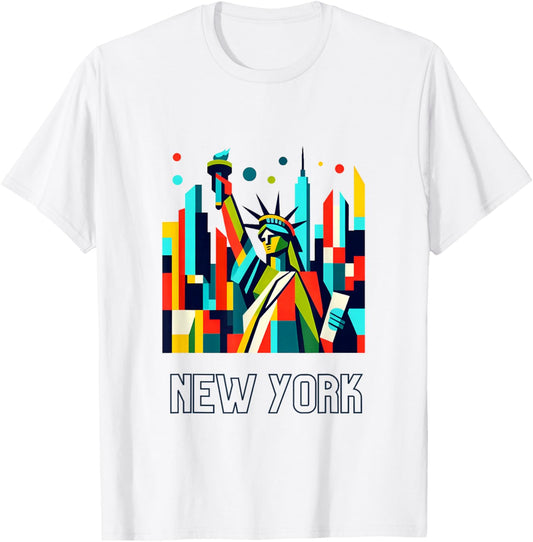 New York City Skylines NYC Freiheitsstatue Souvenir T-Shirt - T-Shirt | White