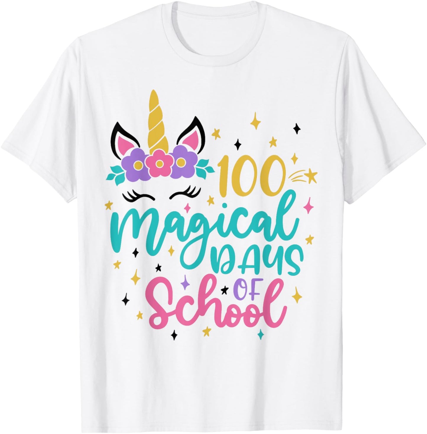 100th Day of School Unicorn 100 Magical Days Teacher Girls T-Shirt - T-Shirt | White