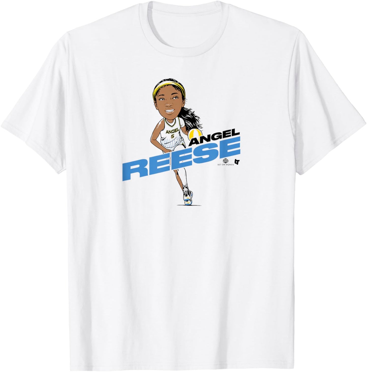 BreakingT Angel Reese Caricature Chicago Basketball T-Shirt - T-Shirt | White