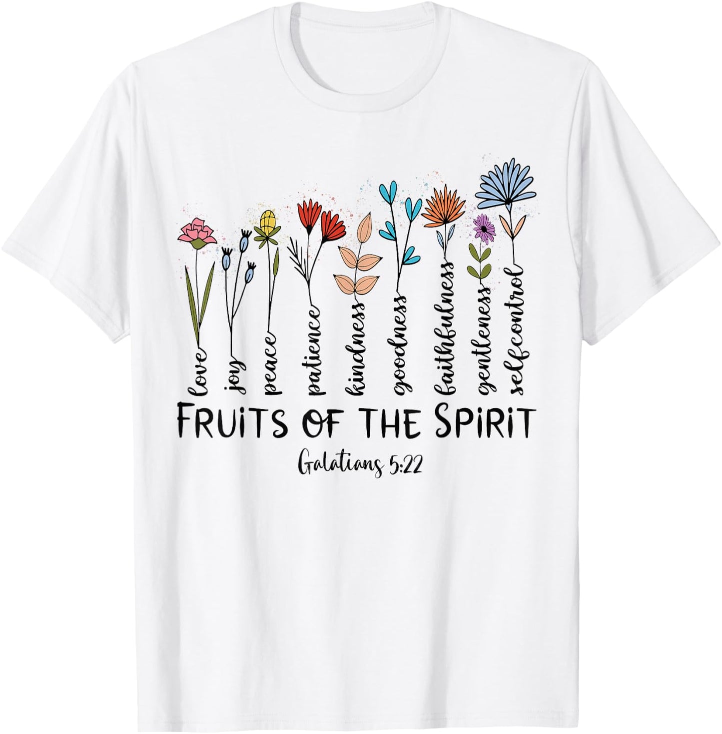Faith Cross Christ Religious Inspirational Apparel Fruit of The Spirit Christian Faithful Bible Verse Jesus - Grey, Small, Women's Classic Fit, Short Sleeve T-Shirt - T-Shirt | White