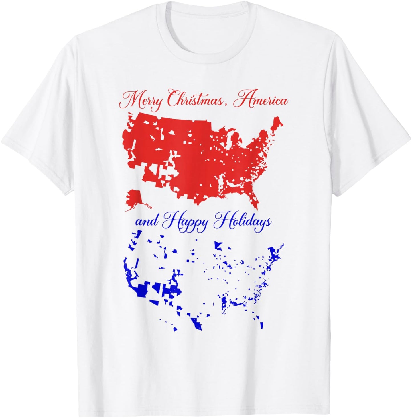 Merry Christmas America And Happy Holidays Election Map T-Shirt - T-Shirt | White