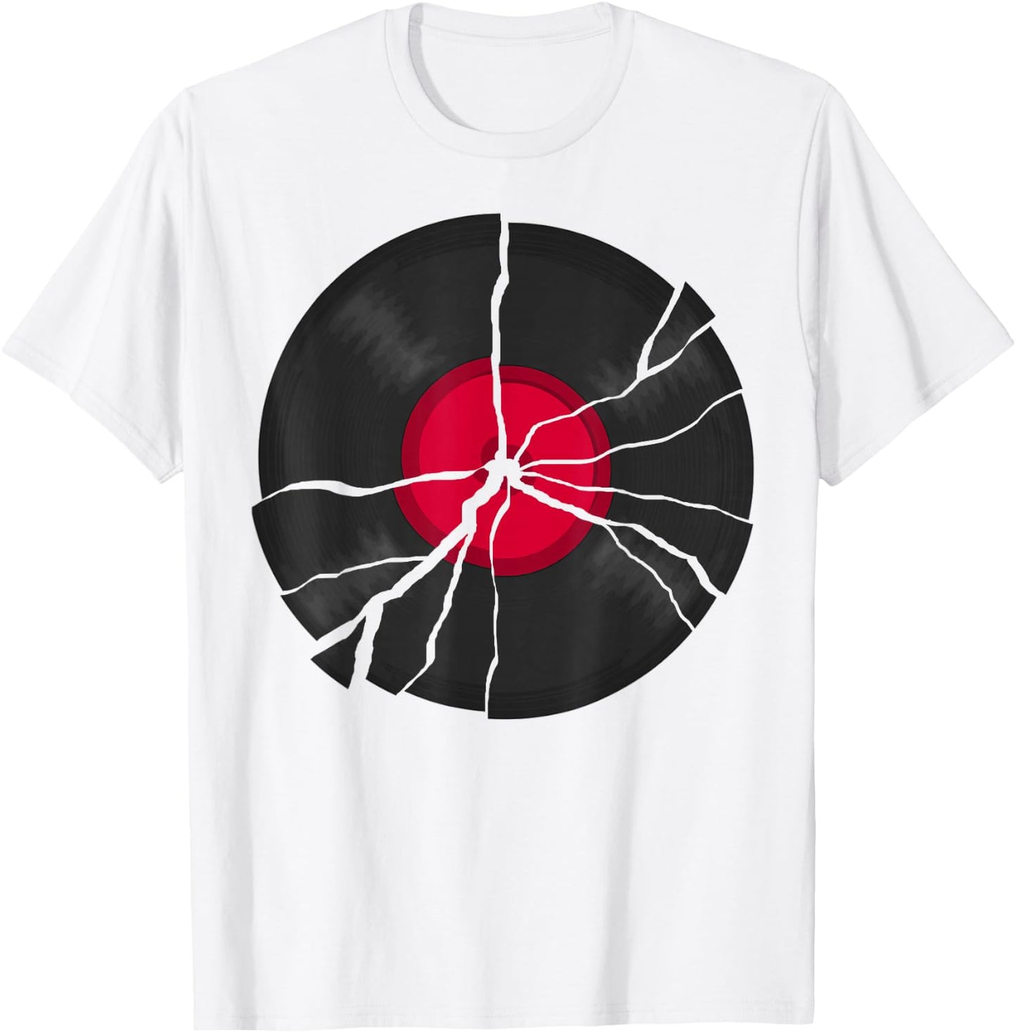 Broken Retro Vinyl Lp Music Record T-Shirt - T-Shirt | White
