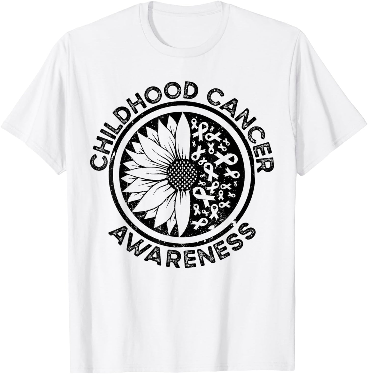 Sunflower Childhood Cancer Awareness T-Shirt - T-Shirt | White