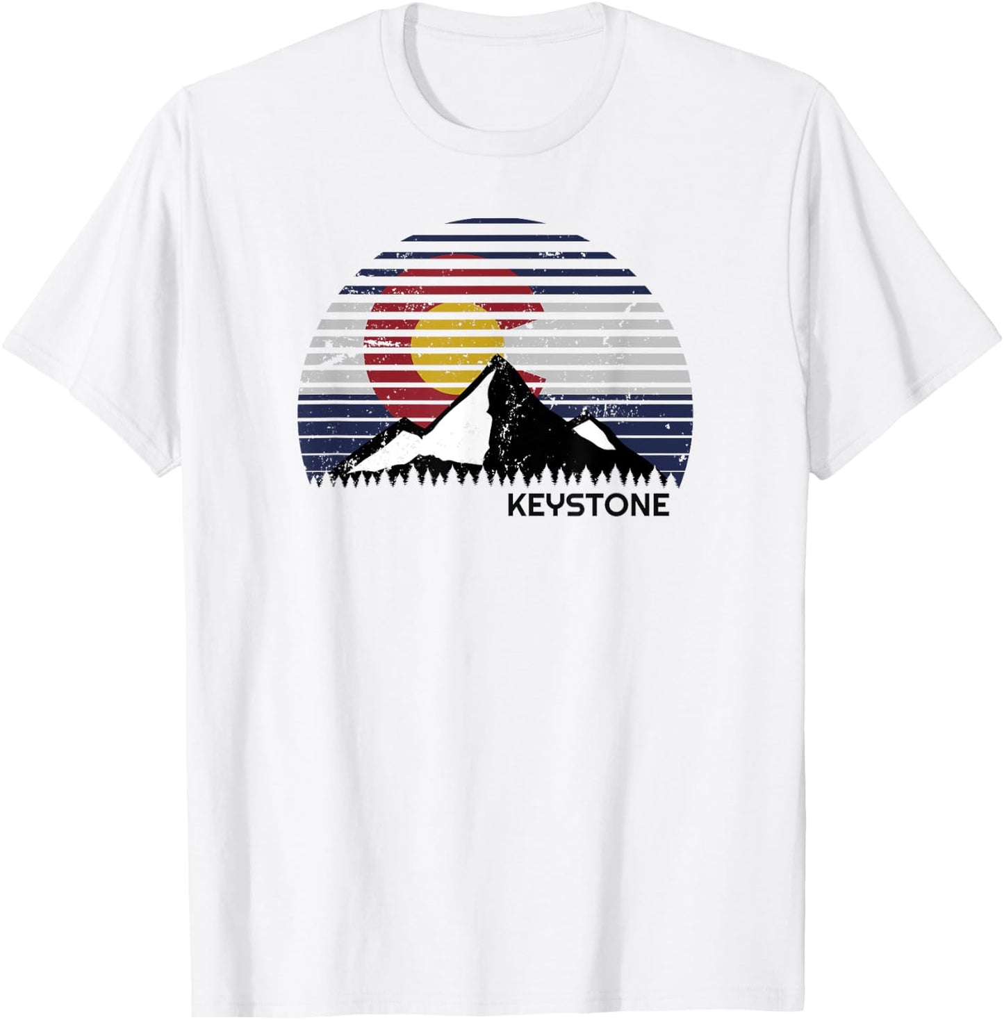 Keystone, Colorado x CO Flag Mountain Top T-Shirt - T-Shirt | White