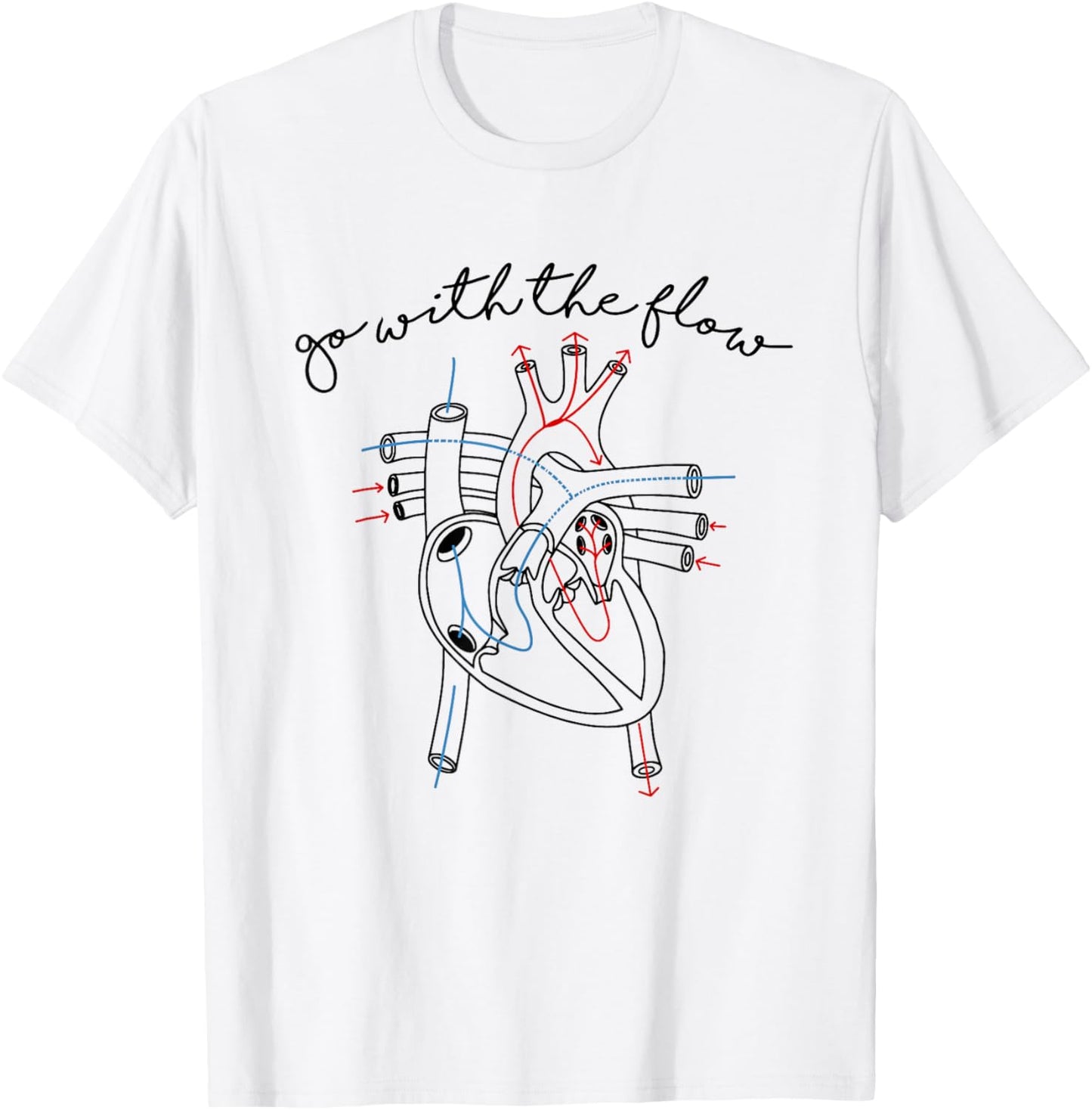 CVICU Cardiac Nurse Anatomy Cardiology Human Heart Flow T-Shirt - T-Shirt | White