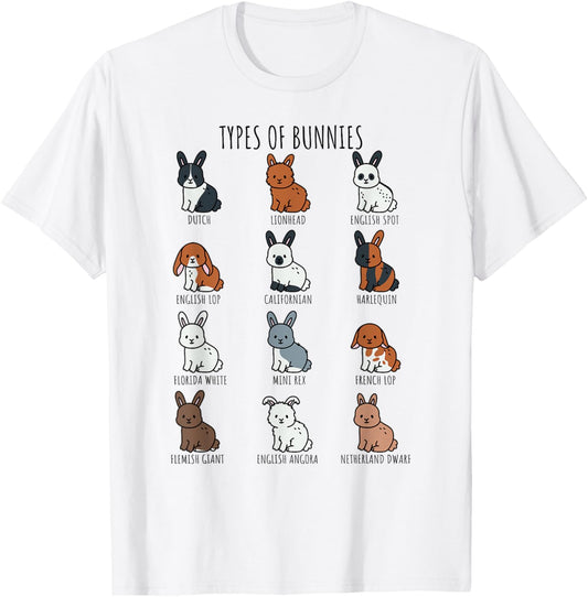 Cute Types of Bunnies Rabbits Breeds Flemish Giant Lionhead T-Shirt - T-Shirt | White