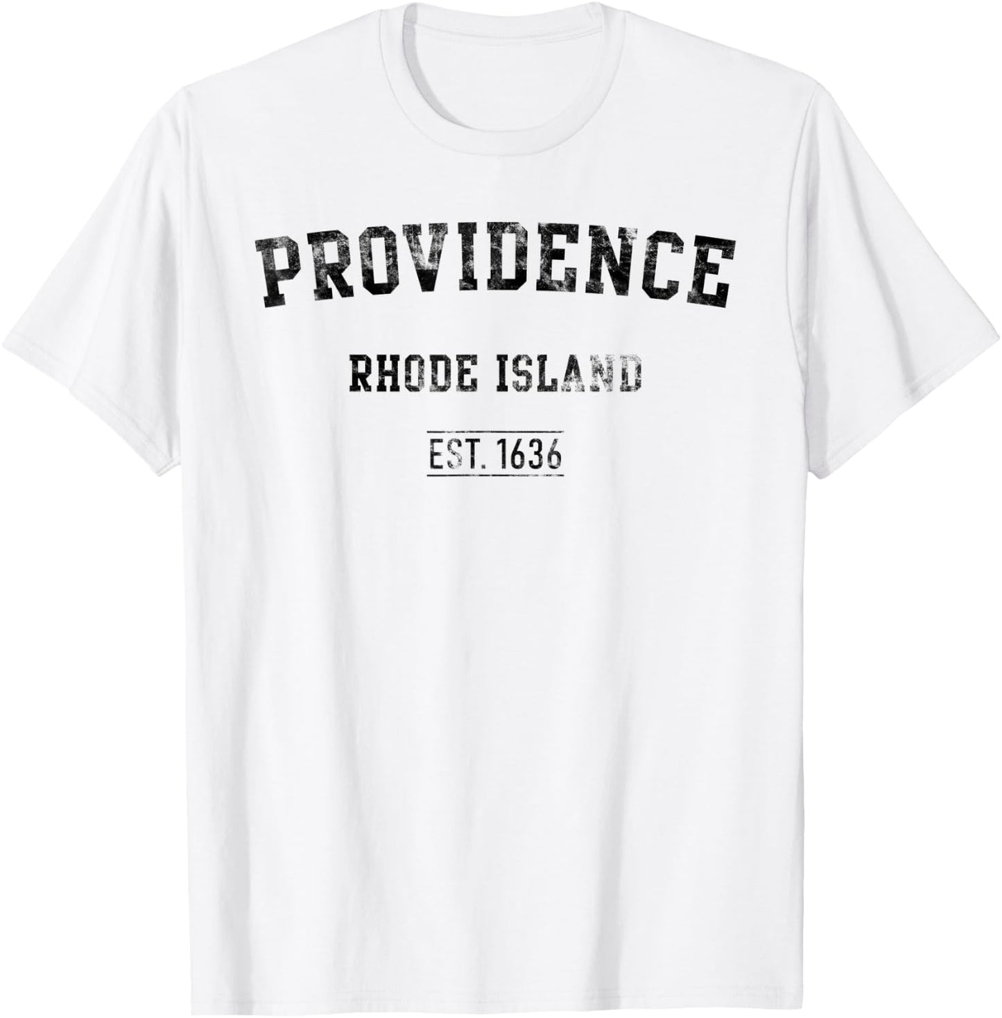 Providence Rhode Island Distressed Text Sport Style T-Shirt - T-Shirt | White