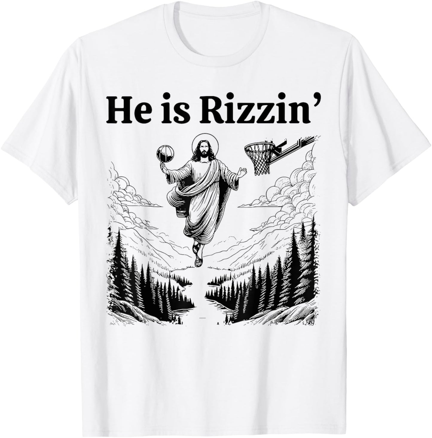 He Is Rizzin Funny Kids Easter Day Retro Christian Religious T-Shirt - T-Shirt | White