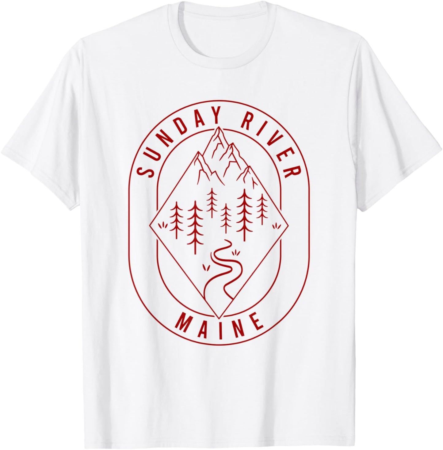 Sunday River Mountains Maine Hiking Outdoors Minimal T-Shirt - T-Shirt | White